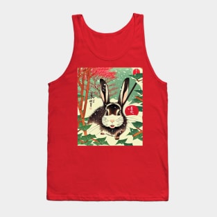 Winter Black and White Jersey Wooly Rabbit Bunny with Cute Eyes Tank Top